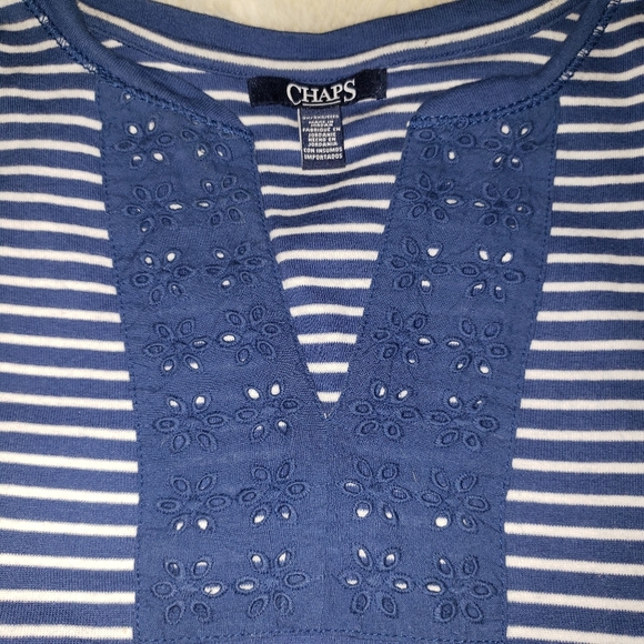 Chaps Tops - CHAPS PLUS SIZE STRIPED EYELET TOP